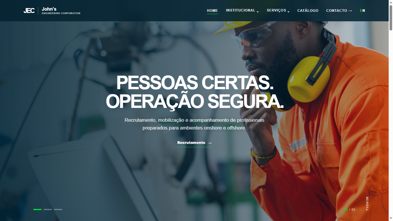 John's Engineering Corporation (JEC)  site desenvolvido pela Atomo